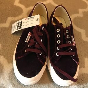 Superga Burgundy Velour Shoes